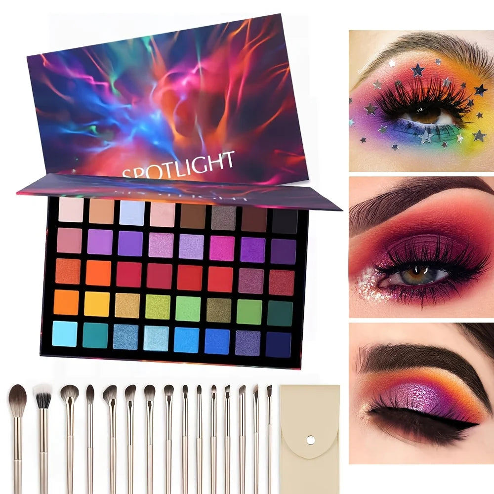 40 Color All-Purpose Eye Shadow Plate with Brush Set, Matte Pearlescent Flash Combination, from Daily Commuting to Party Makeup, Unlock Versatile Makeup, a Must for Holiday Gifts